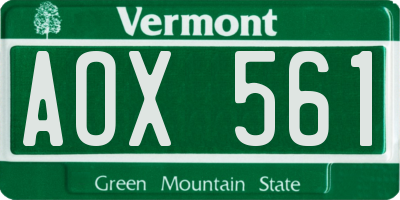 VT license plate AOX561