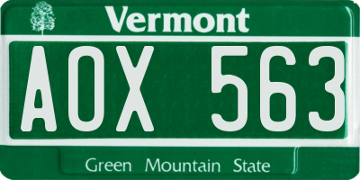 VT license plate AOX563