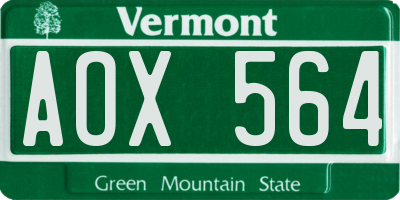 VT license plate AOX564