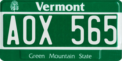 VT license plate AOX565