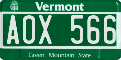 VT license plate AOX566
