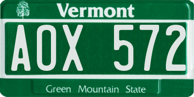 VT license plate AOX572