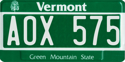 VT license plate AOX575