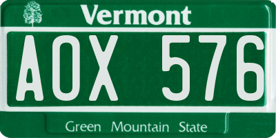 VT license plate AOX576