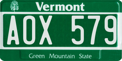 VT license plate AOX579