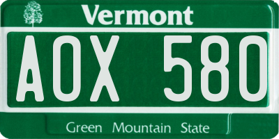VT license plate AOX580