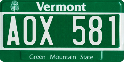 VT license plate AOX581