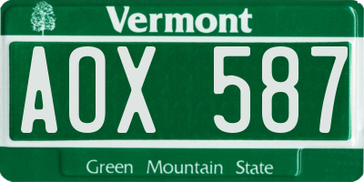 VT license plate AOX587
