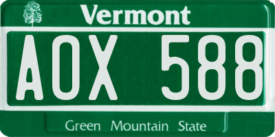 VT license plate AOX588