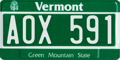 VT license plate AOX591