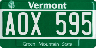 VT license plate AOX595