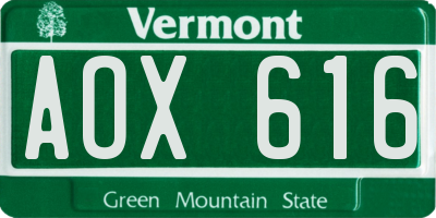 VT license plate AOX616