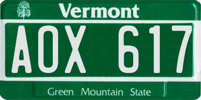 VT license plate AOX617