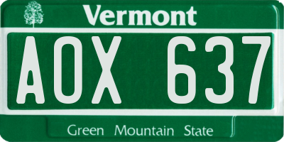 VT license plate AOX637