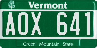 VT license plate AOX641