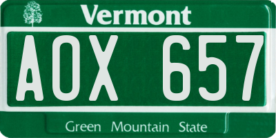 VT license plate AOX657