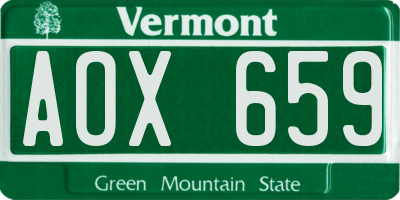 VT license plate AOX659