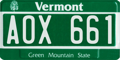 VT license plate AOX661