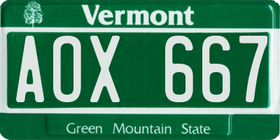 VT license plate AOX667