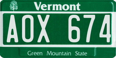 VT license plate AOX674