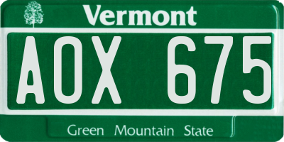 VT license plate AOX675