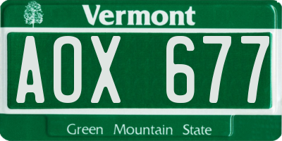 VT license plate AOX677