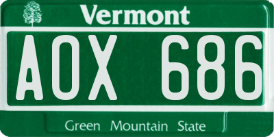VT license plate AOX686