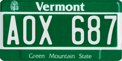 VT license plate AOX687