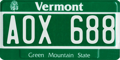 VT license plate AOX688