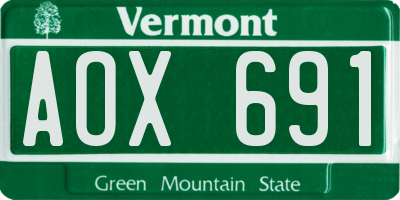 VT license plate AOX691