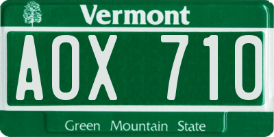 VT license plate AOX710