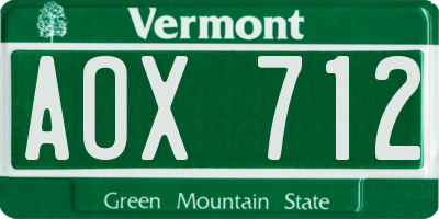 VT license plate AOX712