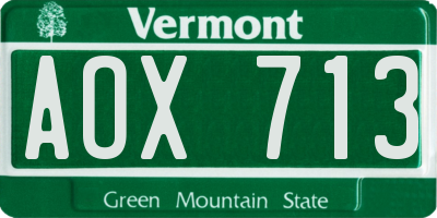 VT license plate AOX713