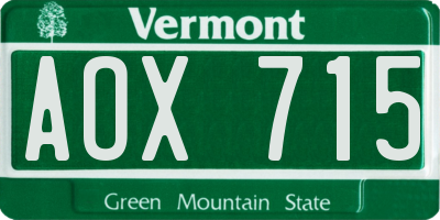 VT license plate AOX715