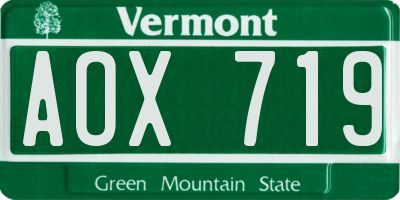 VT license plate AOX719
