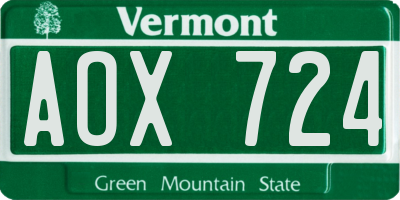 VT license plate AOX724