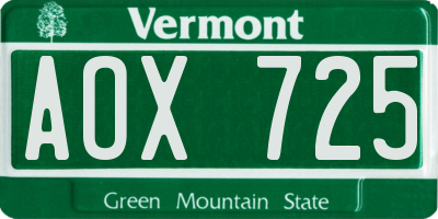 VT license plate AOX725