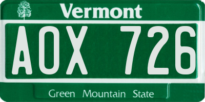 VT license plate AOX726