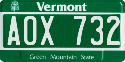 VT license plate AOX732