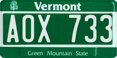 VT license plate AOX733
