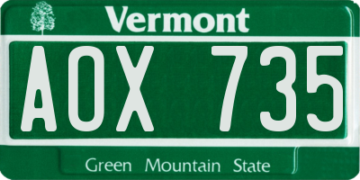VT license plate AOX735
