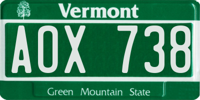 VT license plate AOX738