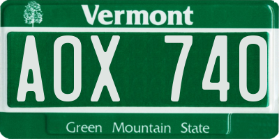 VT license plate AOX740