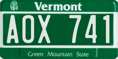 VT license plate AOX741