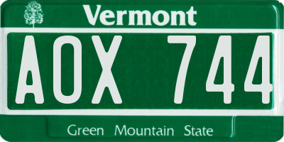 VT license plate AOX744