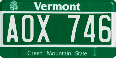 VT license plate AOX746