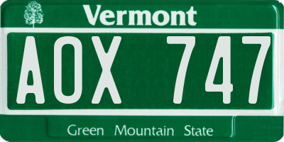 VT license plate AOX747