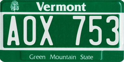 VT license plate AOX753