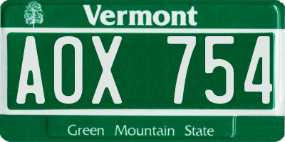VT license plate AOX754