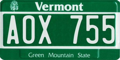 VT license plate AOX755
